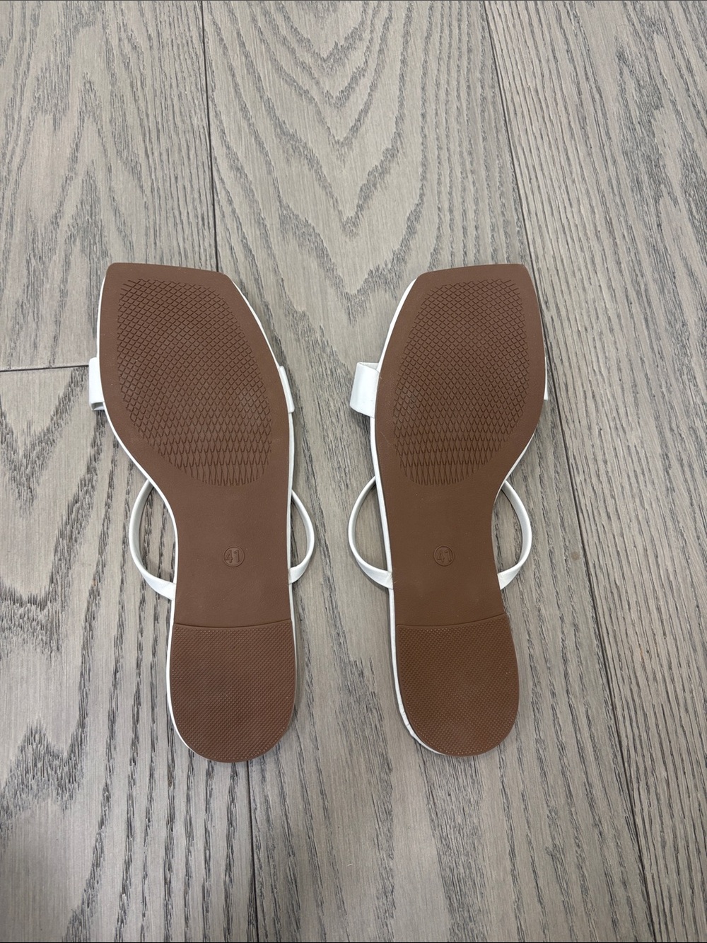 White Square-Toe Slide Sandals with Clear Ankle Strap - Picture 4 of 4
